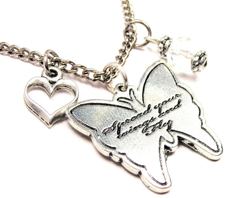 Spread Your Wings And Fly Butterfly Necklace with Small Heart