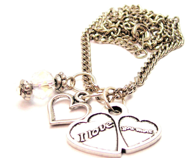 I Love You More Double Hearts Necklace with Small Heart