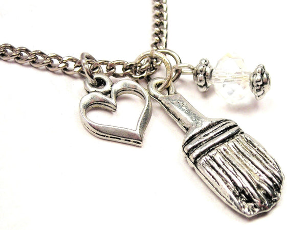Paintbrush Necklace with Small Heart