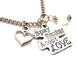 Spay Neuter Adopt Love Necklace with Small Heart