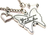 You Give Me Butterflies Butterfly Necklace with Small Heart