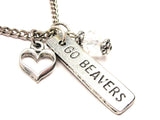 Go Beavers Tab Necklace with Small Heart