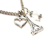 Eiffel Tower Paris Necklace with Small Heart