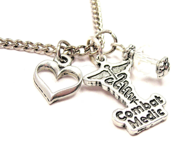 Combat Medic Necklace with Small Heart