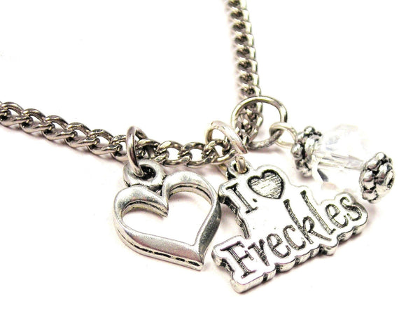 I Love Freckles Heart And Crystal Necklace