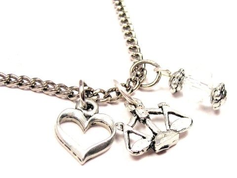 Scales Of Justice Heart And Crystal Necklace