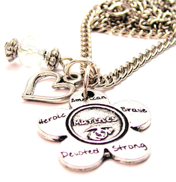 The Marines Flower Small Necklace with Small Heart
