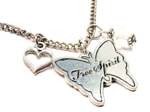 Free Spirit Butterfly Necklace with Small Heart