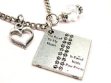 The Road To My Heart Is Paved With Paw Prints Necklace with Small Heart