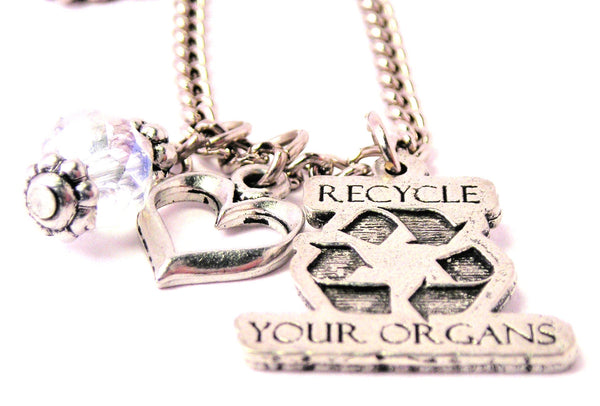 Recycle Your Organs Necklace with Small Heart