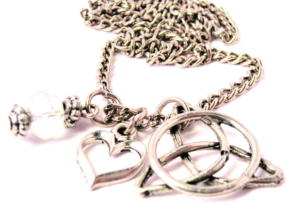 Trinity Symbol Necklace with Small Heart