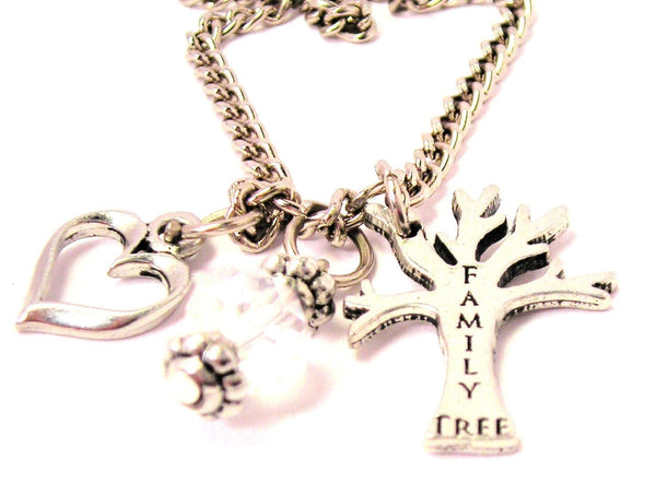 Family Tree Necklace with Small Heart