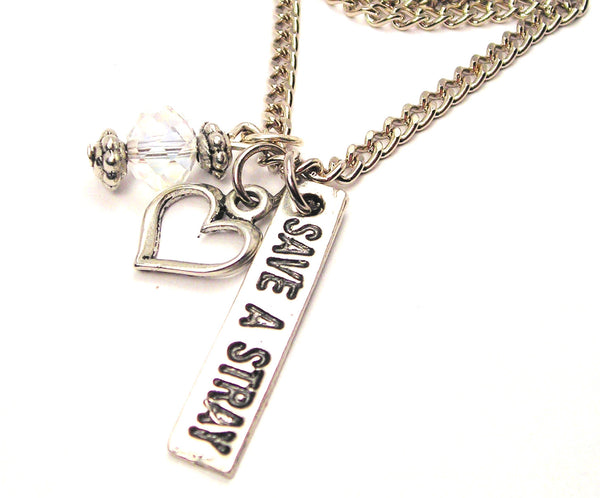 Save A Stray Tab Necklace with Small Heart