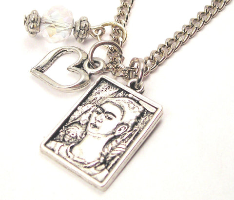 Frida Kahlo Necklace with Small Heart