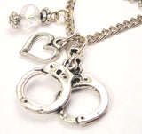 Large Handcuffs Necklace with Small Heart