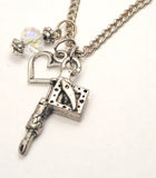 Tattoo Gun Machine Necklace with Small Heart