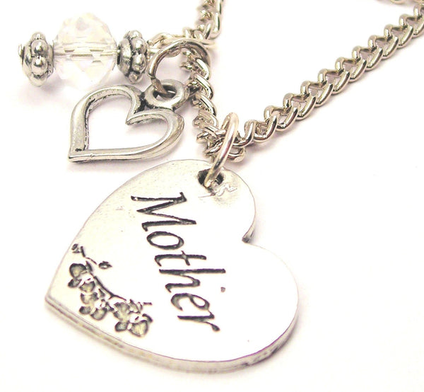 Mother Heart And Crystal Necklace