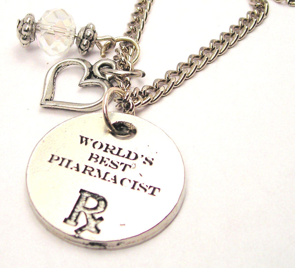 Worlds Best Pharmacist Necklace with Small Heart