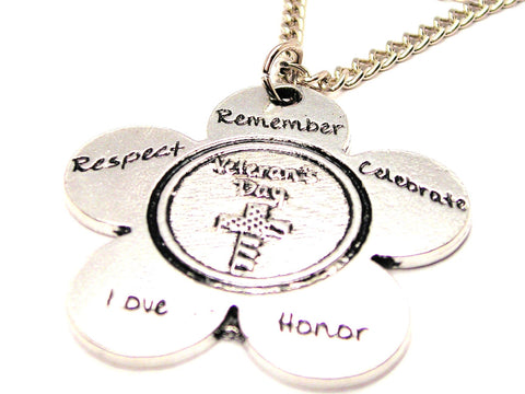 The Veterans Day Flower Large Single Charm Necklace