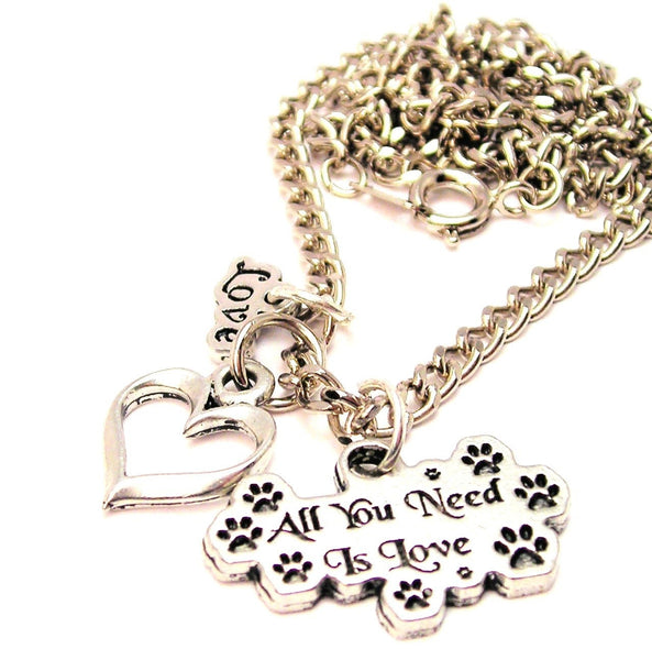 Paw Prints All You Need Is Love Little Love Necklace
