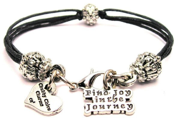Find Joy In The Journey Beaded Black Cord Bracelet