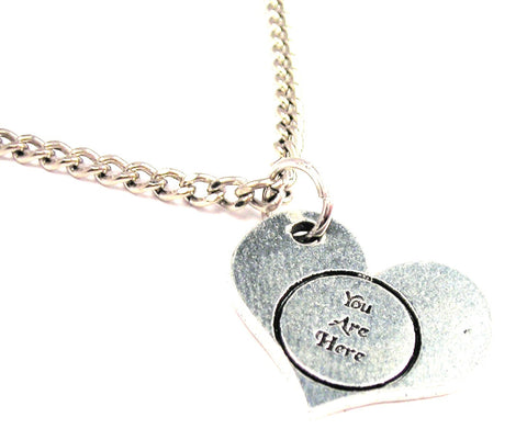 You Are Here Heart Single Charm Necklace