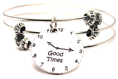 Good Times Clock Triple Style Expandable Bangle Bracelet