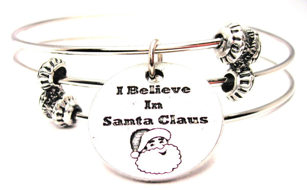 I Believe In Santa Claus Triple Style Expandable Bangle Bracelet