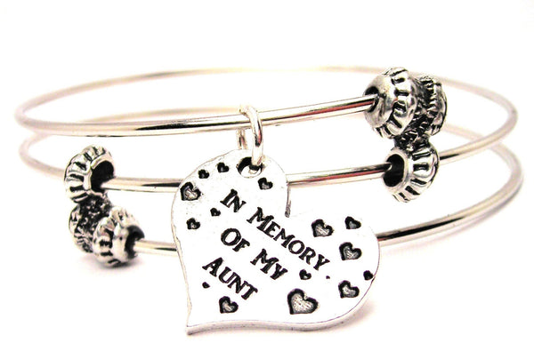In Memory Of My Aunt Triple Style Expandable Bangle Bracelet