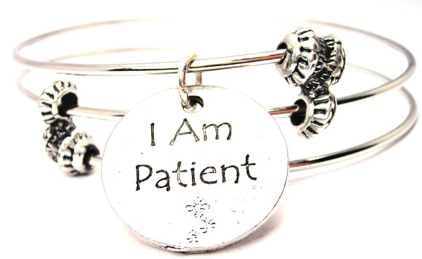 I Am Patient Triple Style Expandable Bangle Bracelet