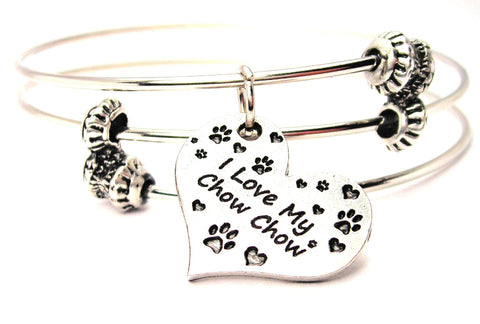 I Love My Chow Chow Triple Style Expandable Bangle Bracelet