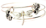 Dragonfly Hand Painted Triple Style Expandable Bangle Bracelet