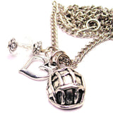 Army Soldiers Helmet Necklace with Small Heart
