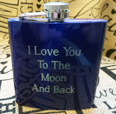I Love You To The Moon And Back Metallic Flask,  Flasks,  Alcohol