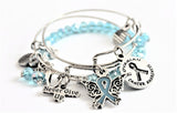 Ovarian Cancer Awareness Collection Splash Of Color And Adjustable Bangles - 3 Piece Bracelet Set