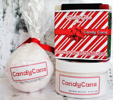 Candy Cane Holiday Bath Gift Set