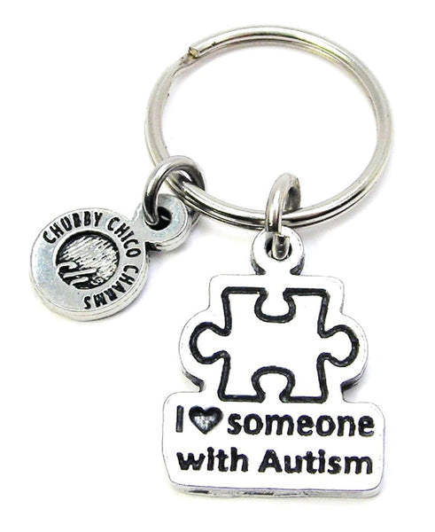 I Love Someone With Autism Puzzle Piece Key Chain