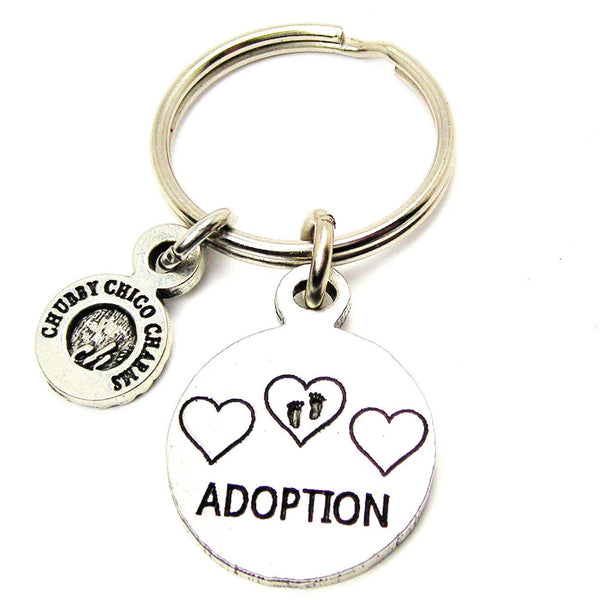 Adoption With Hearts And Footprints Key Chain