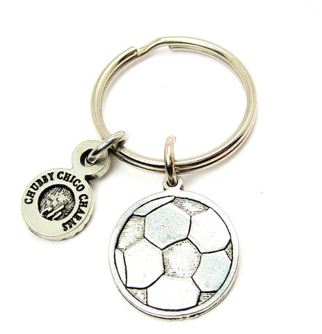 Engraved Soccer Ball Key Chain