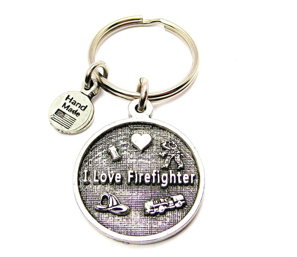 I Love My Firefighter With Symbols Key Chain