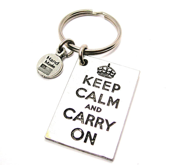 Keep Calm And Carry On Square Key Chain