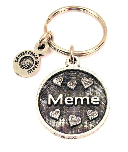 Meme Circle With Hearts Key Chain