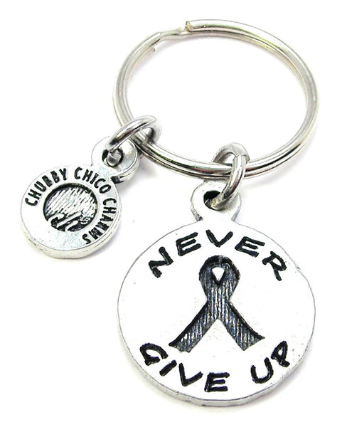 Never Give Up With Ribbon Key Chain