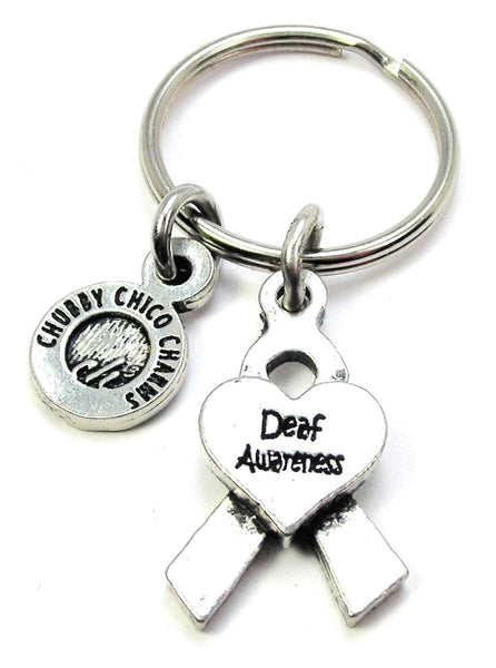 Deaf Awareness Ribbon Key Chain