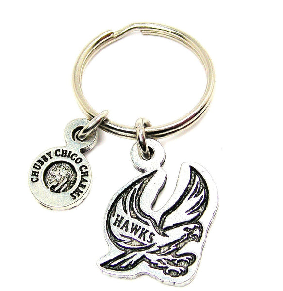 Hawk With Word Hawks Key Chain