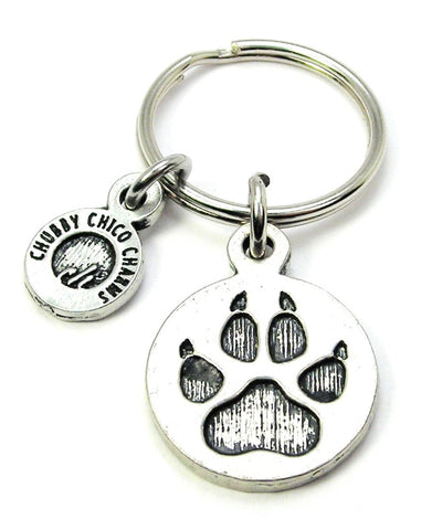 Paw Print With Nails Circle Key Chain