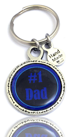 #1 Dad Framed Resin Key Chain - Key Chains - Chubby Chico Charms