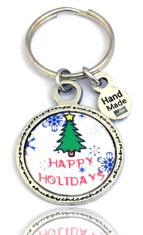 Happy Holidays Framed Resin Key Chain