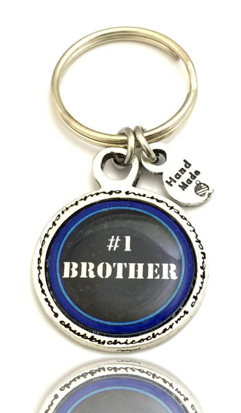 #1 Brother Framed Resin Key Chain - Key Chains - Chubby Chico Charms