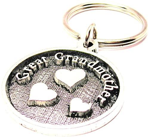 Great Grandmother Circle With Hearts Key Chain